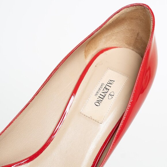 Valentino Garavani Couture Patent Leather Pumps Bow Peep Toe Kitten Heel EU 37.5 - Picture 7 of 14